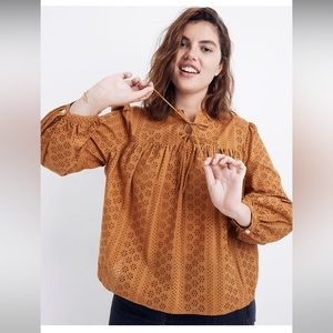 Madewell double tie eyelet peasant top brand new without tag size M